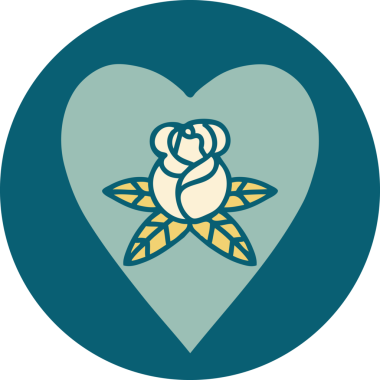 Bir insan tarafından çizilmiş kalp ve çiçeklerin ikonik dövme şekli