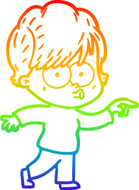 gökkuşağı gradyan çizimi bir insan tarafından çizilmiş bir karikatür kadın