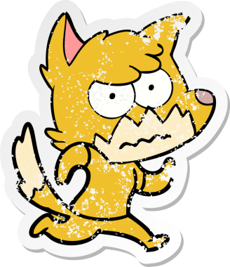 Bir insan tarafından çizilmiş, sıkıntılı bir çizgi film çıkartması.