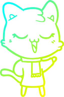 Bir insan tarafından çizilen çizgi film kedisinin soğuk gradyan çizgisi.