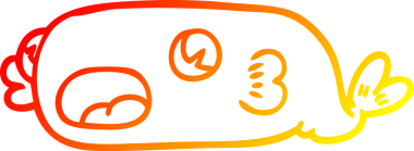 Bir insan tarafından çizilmiş karikatür balığının sıcak çizgi çizimi