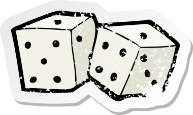 Bir insan tarafından çizilmiş karikatür zarının gerilimli retro etiketi