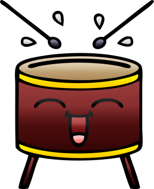 Bir insan tarafından çizilen davulun gölgelenmiş karikatürü