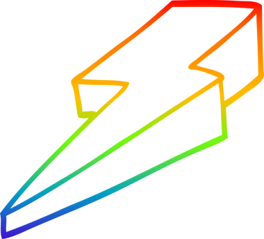 Bir insan tarafından çizilmiş karikatür desenli bir yıldırım çizimi.