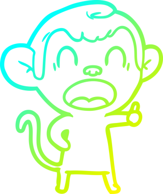 Bir insan tarafından çizilmiş esneyen çizgi film maymunu çizimi.