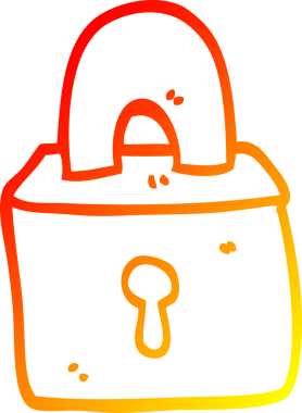 Bir insan tarafından çizilmiş çizgi film asma kilidinin sıcak çizgi çizimi