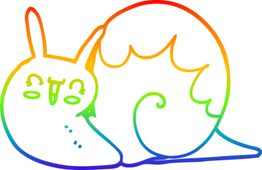 Gökkuşağı gradyan çizgisi bir insan tarafından çizilmiş şirin bir salyangoz çizimi