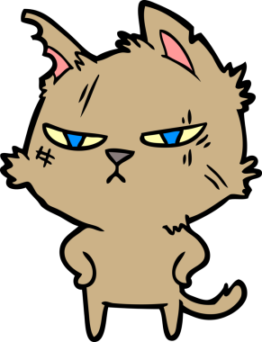 Bir insan tarafından çizilmiş sert çizgi film kedisi.