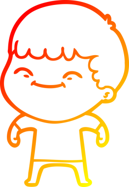 Bir insan tarafından çizilen mutlu bir çocuğun sıcak çizgi çizimi.