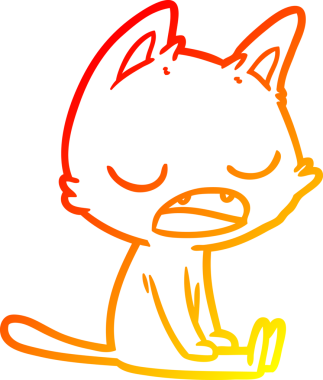 Bir insan tarafından çizilen konuşan kedi çizgi filminin sıcak gradyan çizimi