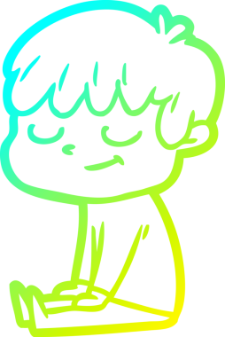 Bir çizgi film karakteri çizen soğuk çizgi bir insan tarafından çizilmiş mutlu çocuk.