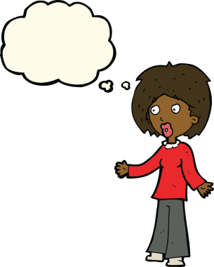 Bir insan tarafından çizilmiş düşünce balonlu bir karikatür.