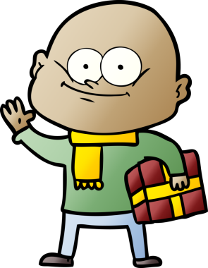 Bir insan tarafından çizilmiş kel bir adam.