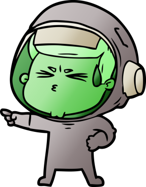 Çizgi film bir insan tarafından çizilmiş astronot.