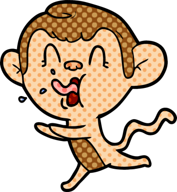 Bir insan tarafından çizilmiş çılgın çizgi film maymunu