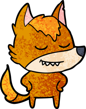 Bir insan tarafından çizilmiş tilki çizgi film karakteri