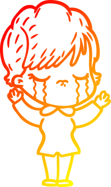 Bir insan tarafından çizilmiş, ağlayan bir çizgi kadın çizimi.