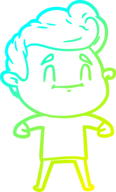 Bir insan tarafından çizilmiş mutlu bir çizgi film karakteri çizimi.