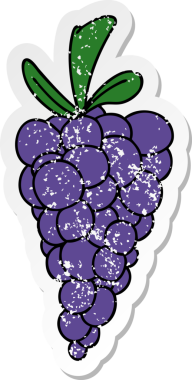 Bir insan tarafından çizilmiş bir demet üzümlü çizilmiş garip bir el çıkartması.