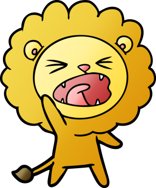 Bir insan tarafından çizilmiş çizgi film aslanı.