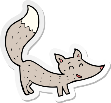 Bir insan tarafından çizilmiş küçük bir kurdun çıkartması.