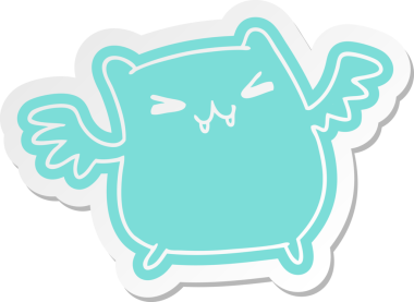 Bir kawaii 'nin karikatür çıkartması Bir insan tarafından çizilmiş şirin bir yarasa