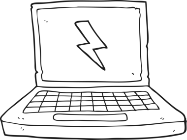 Bir insan tarafından çizilmiş siyah beyaz çizgi film dizüstü bilgisayarı