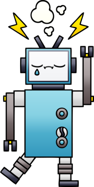 Bir insan tarafından çizilmiş bir robotun gölgelenmiş çizimi