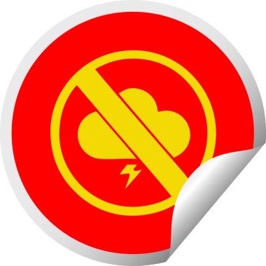 Bir insan tarafından çizilmiş işaretlere izin verilmeyen fırtınanın dairesel kabuk soyucu karikatürü