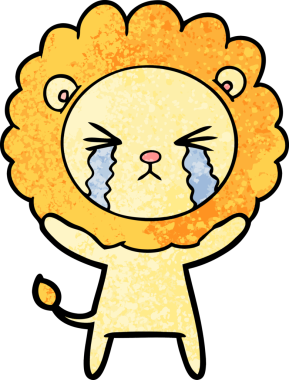 Bir insan tarafından çizilmiş ağlayan bir aslan.