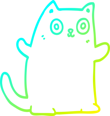 Bir insan tarafından çizilen çizgi film kedisinin soğuk gradyan çizgisi.