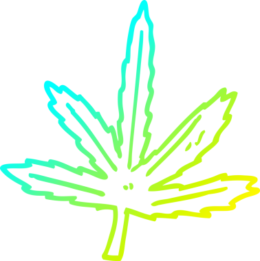Bir insan tarafından çizilen marihuana yaprağının soğuk gradyan çizgisi.
