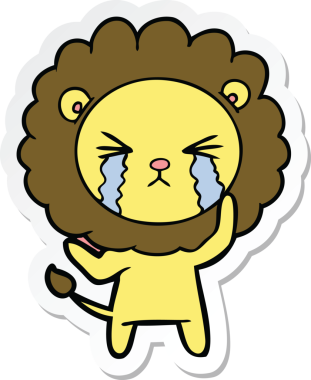 Bir insan tarafından çizilmiş ağlayan bir aslanın çıkartması.