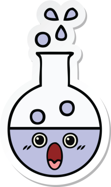 Bir insan tarafından çizilmiş şirin bir çizgi film test tüpünün çıkartması.