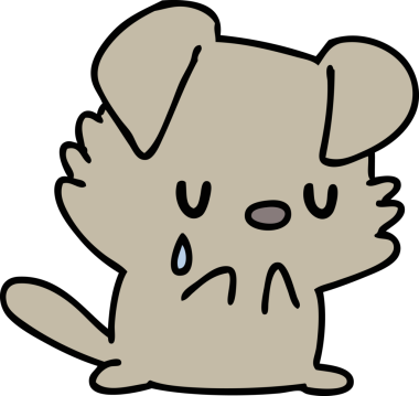 Bir insan tarafından çizilmiş ağlayan küçük bir köpek yavrusunun karikatürü.