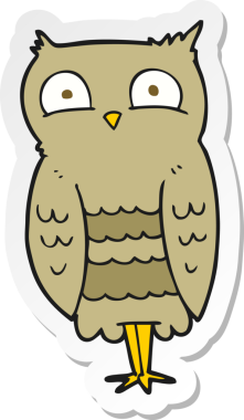 Bir insan tarafından çizilmiş bir baykuşun çıkartması.