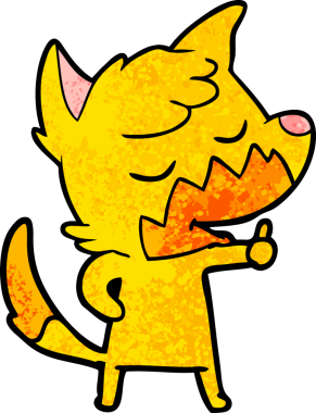 Bir insan tarafından çizilmiş tilki çizgi film karakteri