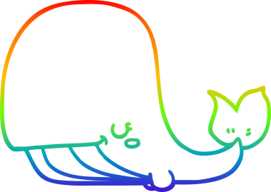 gökkuşağı gradyan çizgisi bir insan tarafından çizilmiş bir karikatür balinası