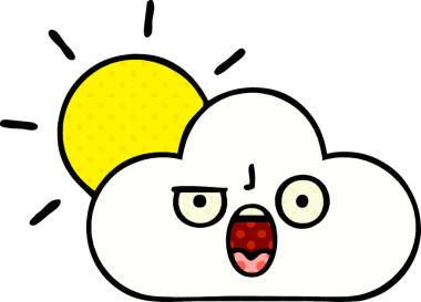 Bir insan tarafından çizilmiş güneş ve bulut çizgi romanı.