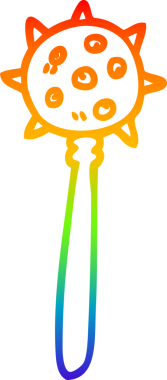 Gökkuşağı gradyan çizgi çizimi bir insan tarafından çizilmiş bir ortaçağ topuzu