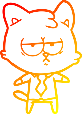 Bir insan tarafından çizilmiş sıkılmış çizgi film kedisinin sıcak çizgi çizgisi.