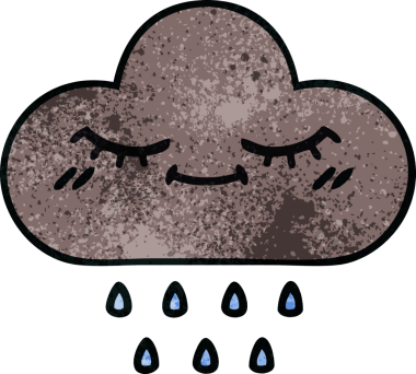 Bir insan tarafından çizilmiş fırtına yağmur bulutunun retro grunge desen karikatürü