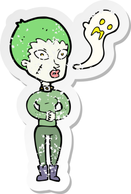 Bir insan tarafından çizilmiş bir ölümsüz kadın çizgi filminin gerilimli yapıştırması.