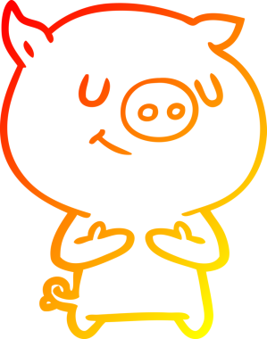 Bir insan tarafından çizilmiş mutlu çizgi film domuzu çizimi.