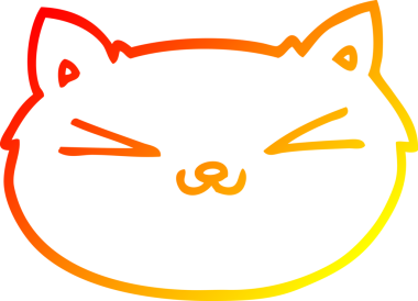 Bir insan tarafından çizilmiş mutlu çizgi film kedisinin sıcak çizgi çizgisi.