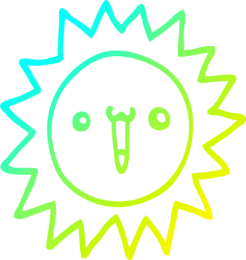 Bir insan tarafından çizilmiş bir karikatür güneş çizimi.