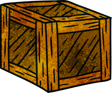 Bir insan tarafından çizilmiş ahşap bir sandığın el çizimi karikatürü.