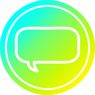 konuşma kabarcığı dairesel simgesi ve bir insan tarafından çizilen gradyan bitiş