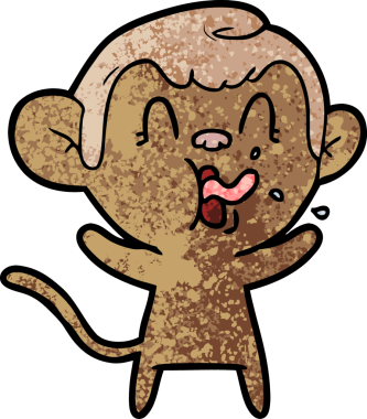 Bir insan tarafından çizilmiş çılgın çizgi film maymunu