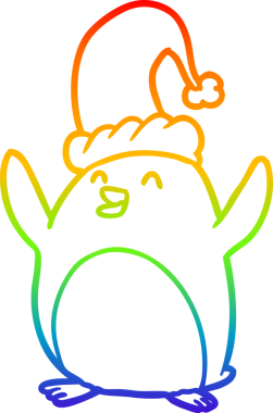 gökkuşağı gradyanı çizimi Mutlu bir noel pengueni bir insan tarafından çizildi